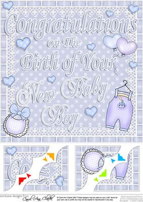8 x 8 New Baby Boy Scalloped Corner Topper