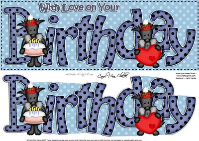 Large Dl Scottie Dog Happy Birthday Felties Quick Card