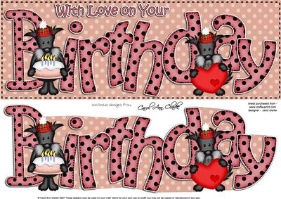 Large Dl Scottie Dog Happy Birthday Felties Quick Card
