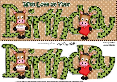 Large Dl Gigi Horse Happy Birthday Felties Quick Card