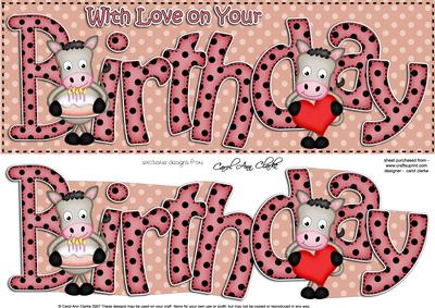 Large Dl Gigi Horse Happy Birthday Felties Quick Card