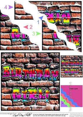 Graffiti Birthday Girl Wavy Corner Side Stacker