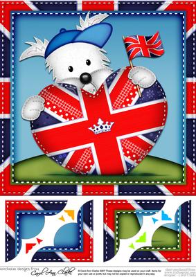 8x8 Jock Westie's Union Jack Flag Heart Scalloped Topper