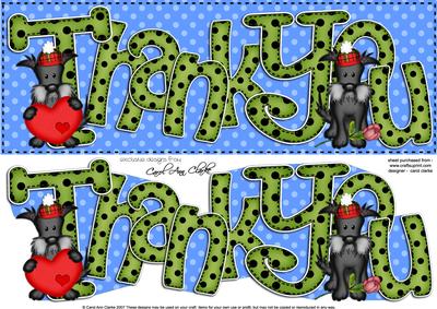Large Dl Scottie Dog Thank You Felties Quick Card