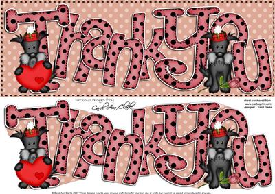 Large Dl Scottie Dog Thank You Felties Quick Card