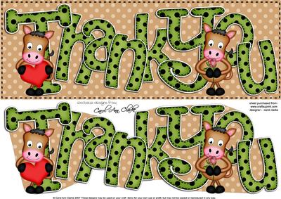 Large Dl Gi Gi Horse Thank You Felties Quick Card