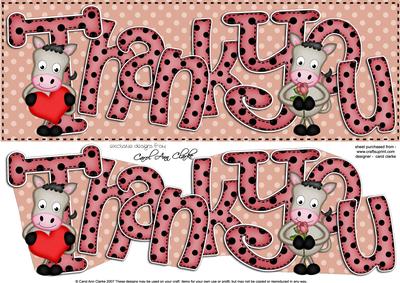 Large Dl Gi Gi Horse Thank You Felties Quick Card