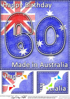 8 x 8 Flying the Flag Aus 60th Birthday Scalloped Topper