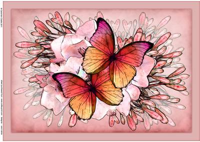 A4 Butterflies N Flowers Card Topper