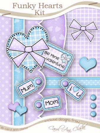 Funky Hearts Kit in Lilac & Cyan with Step by Step Decoupage