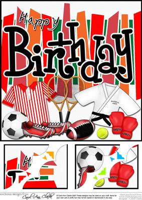 8 x 8 Birthday Sports and Games Scalloped Corner Topper