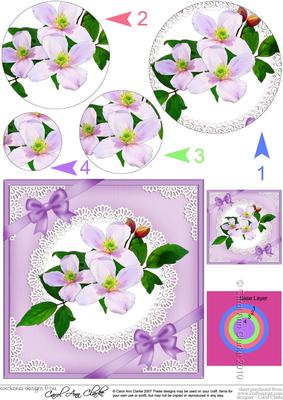 Clematis and Lace Circle Pyramage Topper