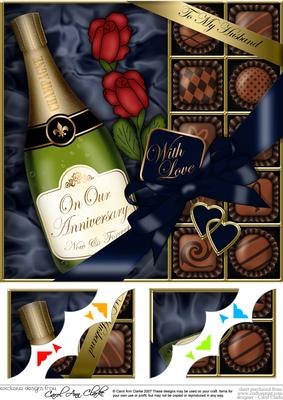 8x8 Husband Anniversary Champers, Chocs N Roses