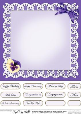 Pansy on Butterfly Lace Matching 8 x 8 Insert Panel