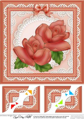 8 x 8 Just Roses Scalloped Corner Topper