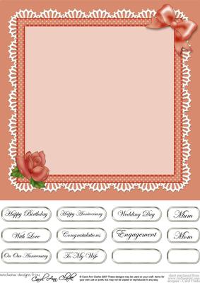 Just Roses Matching 8 x 8 Insert Panel and Greetings