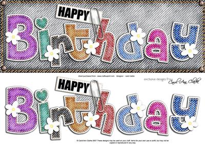 Large Dl Happy Birthday Denim N Daisies Quick Card Decoupage