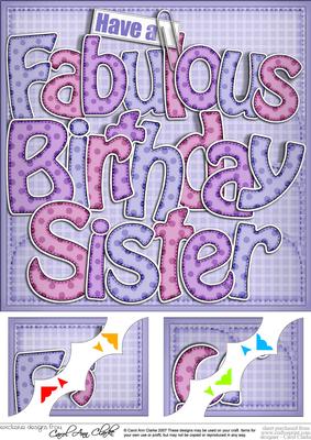 8 x 8 Happy Birthday Sister Scalloped Corner Topper