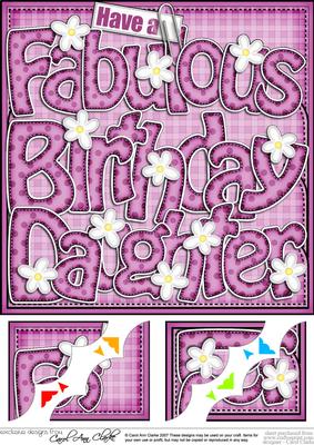 8 x 8 Happy Birthday Daughter Scalloped Corner Topper