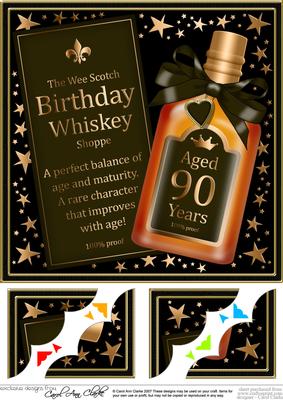 8 x 8 90th Birthday Whisky Scalloped Corner Topper