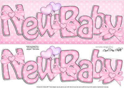 Large Dl New Baby Felties Quick Card N 3D Decoupage