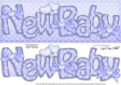 Large Dl New Baby Felties Quick Card N 3D Decoupage