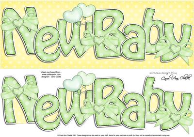 Large Dl New Baby Felties Quick Card N 3D Decoupage