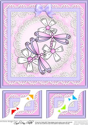 8 x 8 Dreamy Dragonflies Scalloped Corner Topper