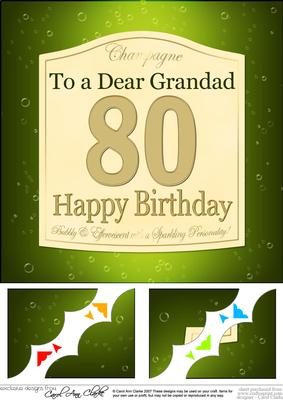 8 x 8 80th Birthday Grandad Champagne Label Scalloped Corner