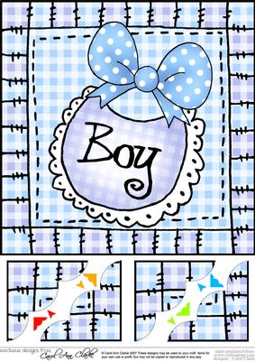 8 x 8 Baby Boy Bib Scalloped Corner Topper