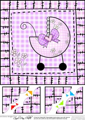 8 x 8 Baby Girl Pram Scalloped Corner Topper