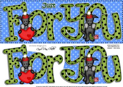 Scottie Dog Large Dl Just for You Quick Card N 3D Decoupage