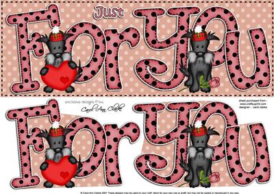 Scottie Dog Large Dl Just for You Quick Card N 3D Decoupage