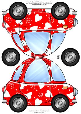 Funky Love Bug Car Shaped Card