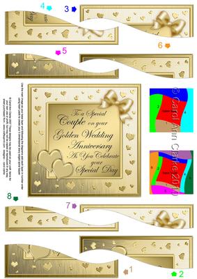 Golden Wedding Anniversary Wavy Spiral Side Stacker