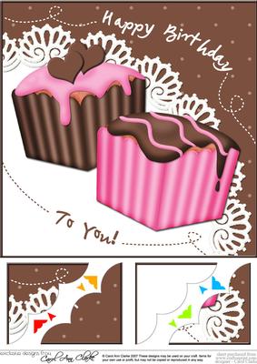 8 x 8 Fondant Fancies Birthday Cakes Scalloped Corner Topper