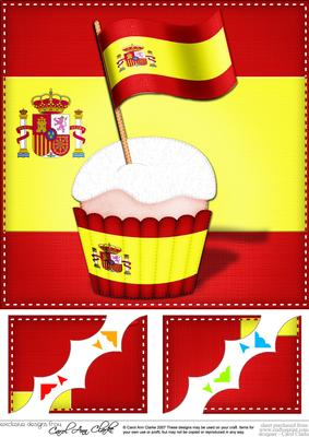 8 x 8 Flying the Flag Spain Scalloped Corner Topper