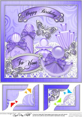 8 x 8 Perfumes & Butterflies Birthday Scalloped Corner
