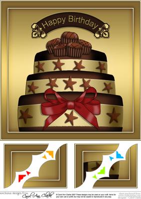 8 x 8 Chocolate Cake Birthday Scalloped Corner