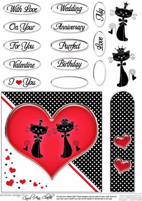 Kool Kats Purrfect Love Quick Card with Decoupage