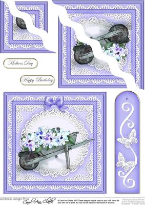 Flower Filled Wheelbarrow Quick Card Wavy Corner