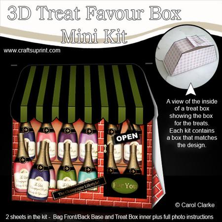 3D Little Champagne Shop Treat or Favour Box Mini Kit