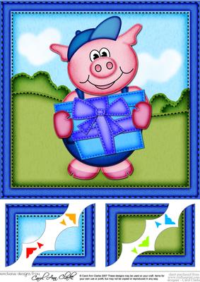 8 x 8 Ziggy Piggy's Present Scalloped Corner Topper