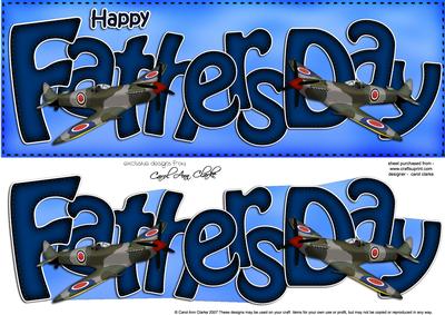 Fathers Day Spitfire Large Dl Quick Card N 3D Decoupage