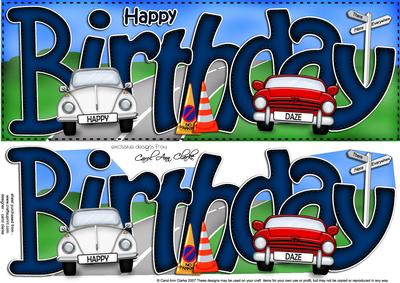 Birthday Cars Large Dl Quick Card N 3D Decoupage