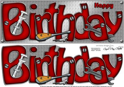 Birthday DIY Tools Large Dl Quick Card N 3D Decoupage