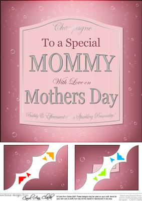 8 x 8 Mothers Day Champers Label Scalloped Corner Topper