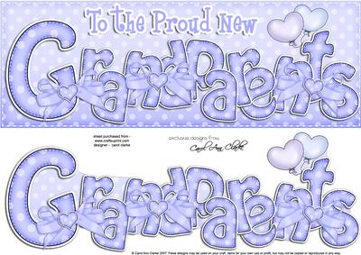 Large Dl New Baby Grandparents Felties Card & 3D Decoupage