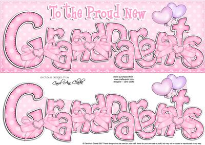 Large Dl New Baby Grandparents Felties Card & 3D Decoupage