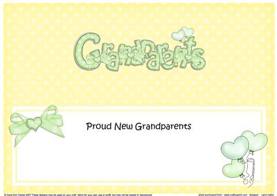 New Baby Grandparents Matching Large Dl Insert